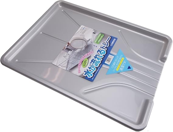 Pearl Metal Aldeo H-5687 Metal Dish Drying Rack with Tray that Drains Water, Horizontal Placement, Gray