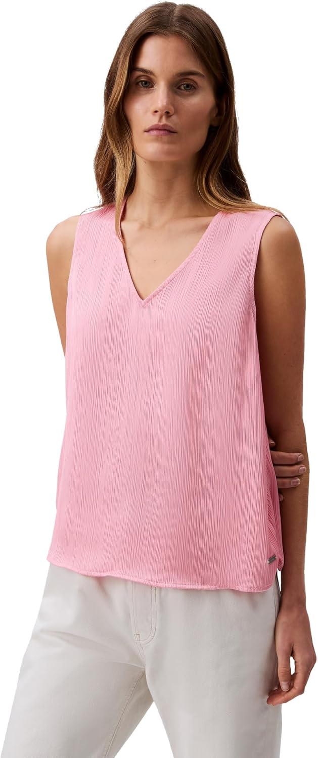 Calvin Klein Jeans Womens Plisse V Neck Tank Top