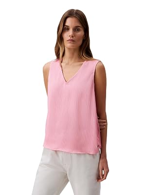 Calvin Klein Womens Plisse V Neck Tank Top