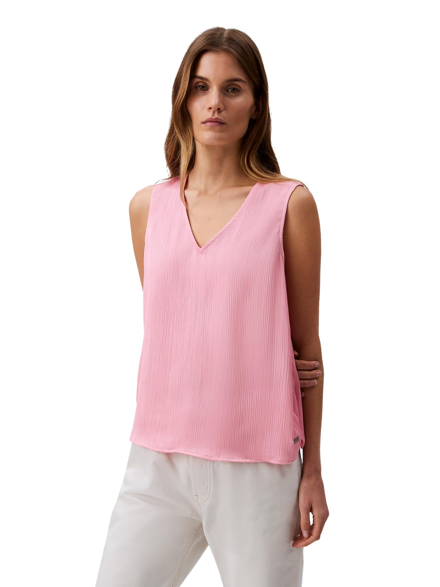 Calvin Klein Womens Plisse V Neck Tank Top