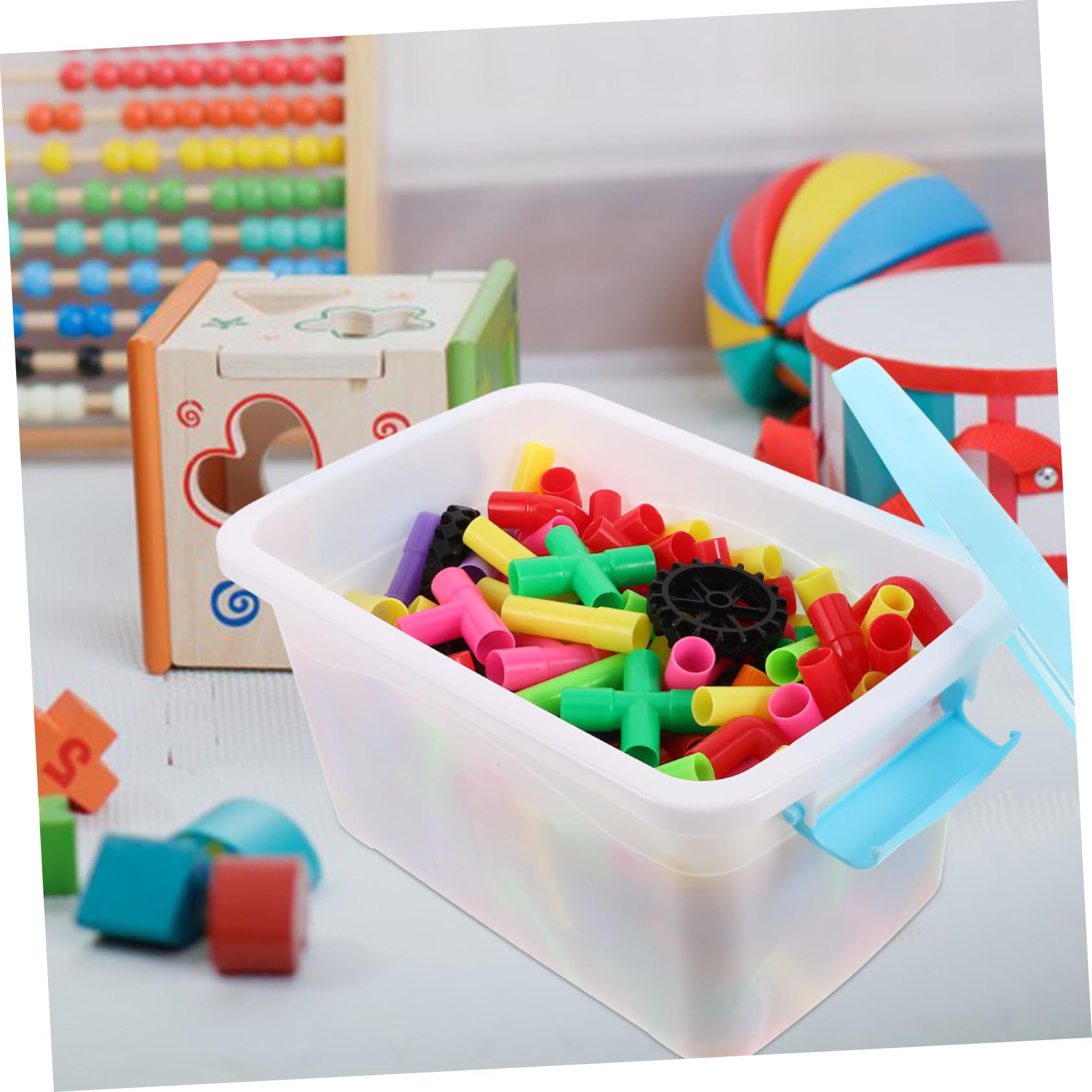 Abaodam Kinder Röhrenbausteine mit Großen Bausteinen aus Kunststoff | Konstruktionsspielzeug für Kleinkinder, Lernspielzeug für Kreatives Bauen, Leicht und Farbenfroh