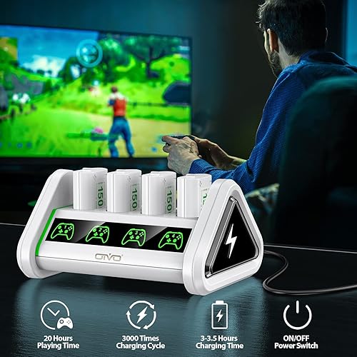 Miniatura 7 de Paquetes de baterías recargables con estación de carga para Xbox Series XSXbox One XSElite Controllers OIVO 4 paquetes de baterías recargables de