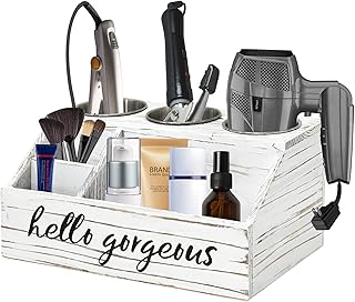 Hair Tools and Styling Organizer, Rustic Hair Dryer Holder Countertop, Bathroom Supplies Countertop Storage Stand and Vani...