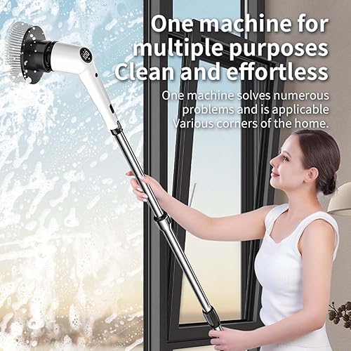 Miniatura 4 de Cepillo de limpieza eléctrico giratorio recargable, de mano para limpieza, con 9 cabezales de cepillo reemplazables, para azulejos de baño, piso,