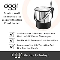 Vista 7 de Oggi Cubo de hielo aislado, 4 cuartos de galón/3.8 L, acero inoxidable, negro.