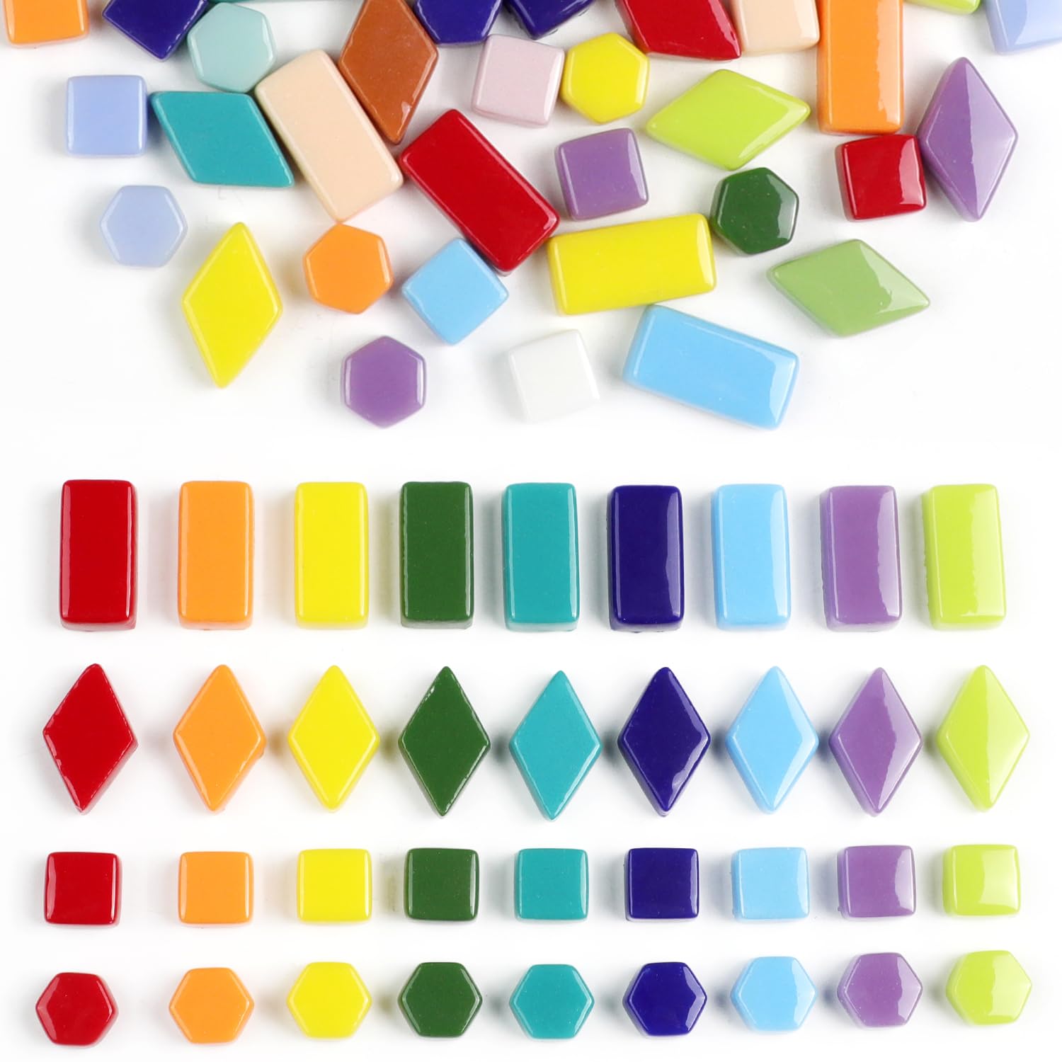 Photo 1 of 1 LB Mixed Shapes Glass Mosaic Tiles for Crafts Bulk, Colorful Opaque Recycle Glass Pieces for Mosaic Projects, Home Decoration, Adult & Kids DIY Hobbies (All)