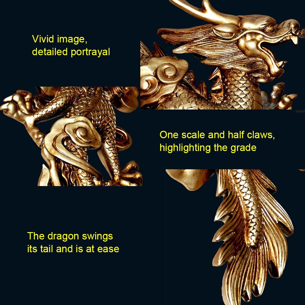 Golden Dragon Sculpture + Maple Red Apszade, lampa ścienna hotelowa w stylu południowo -wschodnim, lampa zewnętrzna,Left