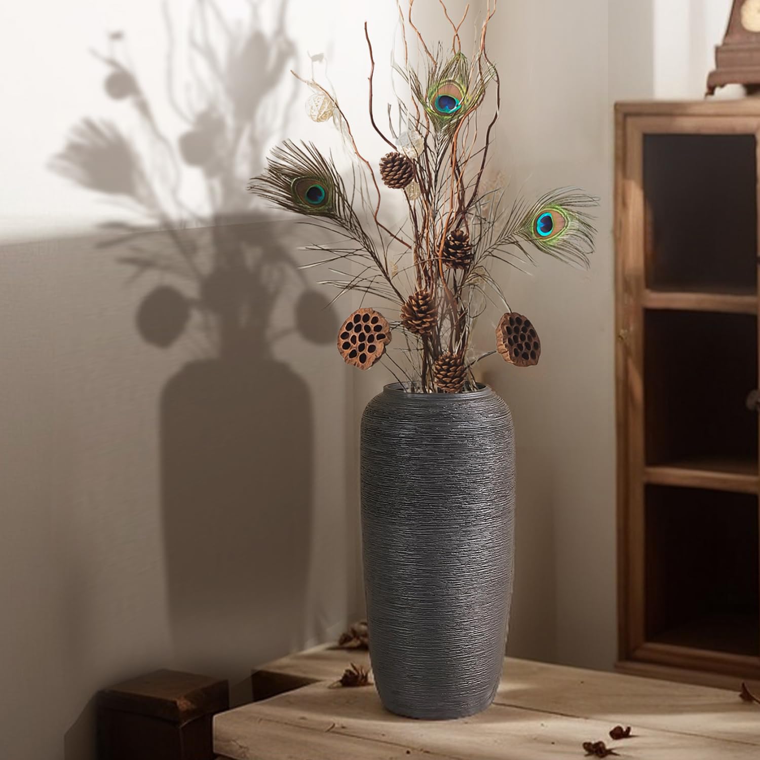 Amazon.co.jp: 大きなセラミック花瓶、高さ15.7インチのフロア花瓶