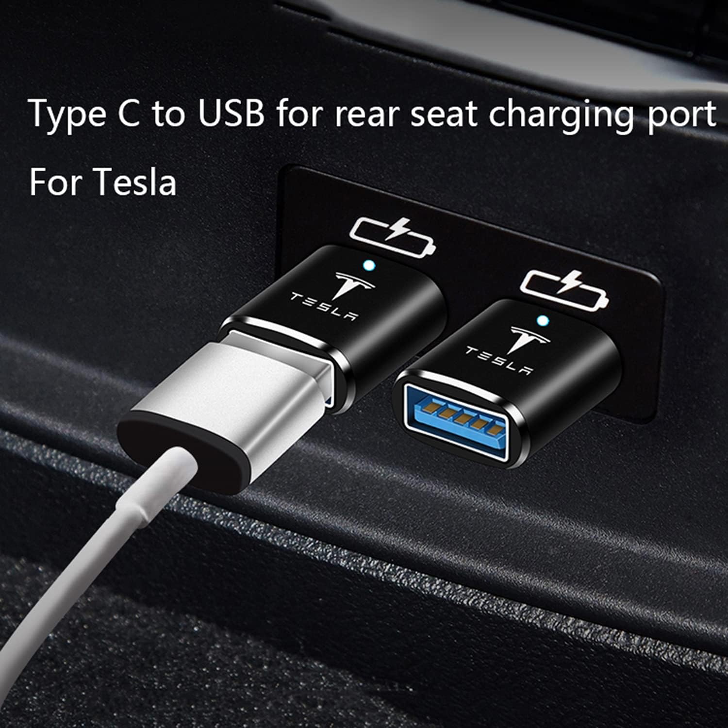 KIKIMO USB C to USB Adapter Fit for Tesla Model 3/Y/S/X, Tesla Model 3/Y Accessories, USB-C to USB 3.0 Adapter, Fit for Most Electronic Equipment