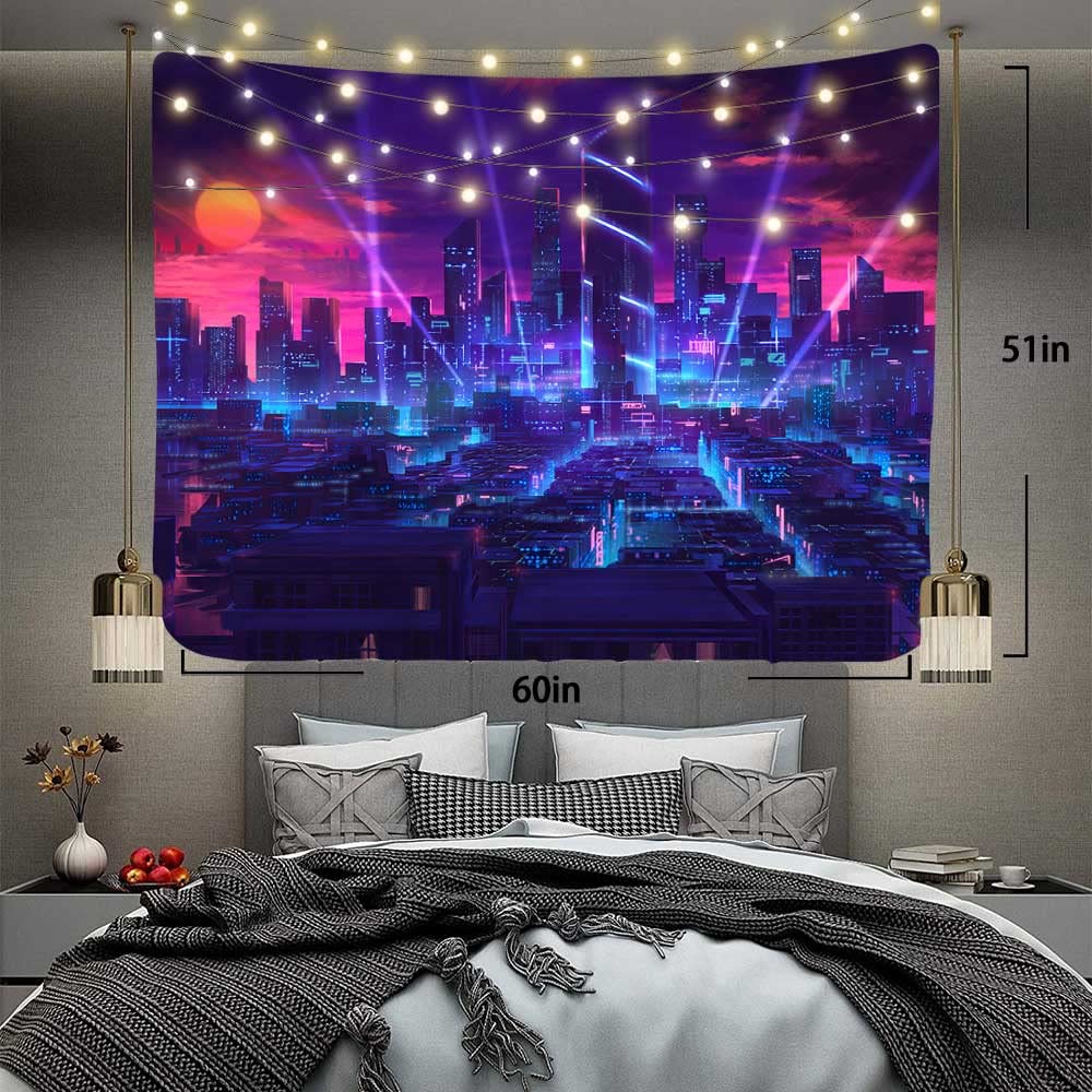 Amazon.com: Aidatain Modern Night City Tapestry Japanese