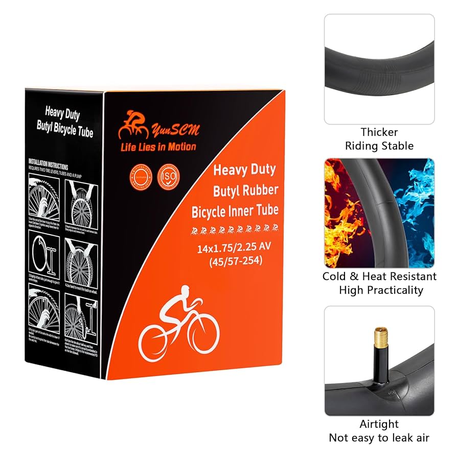 Amazon | YunSCM 2本,14 1.95 チューブ肉厚,米式バルブ32mm,14x1