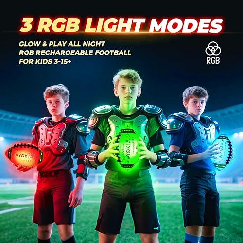 Miniatura 3 de Regalo de cumpleaños de fútbol con luz recargable RGB, fútbol que brilla en la oscuridad con bomba y cable USB, tricolor (rojo, verde, azul), tamaño
