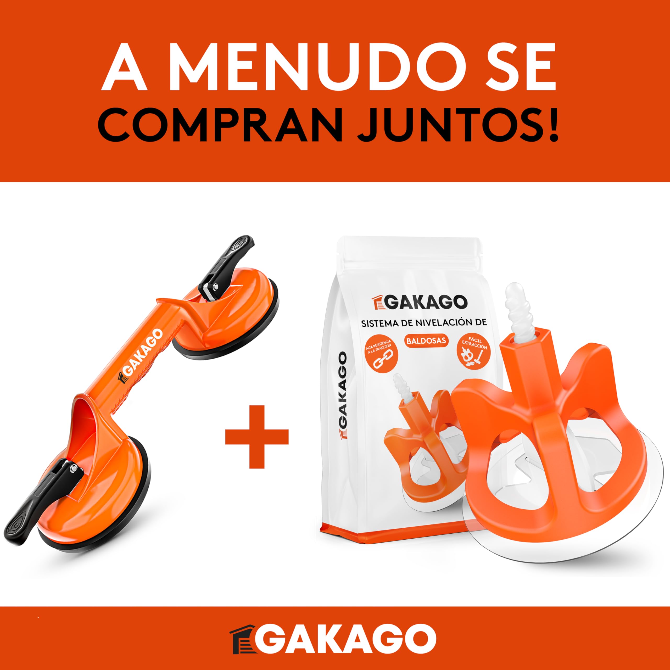 Gakago Ventosa (paquete de 2) - Asas de succión ergonómicas y antideslizantes - Ventosa con capacidad de carga de 120 kg para transportar baldosas, laminados, paneles y vidrio