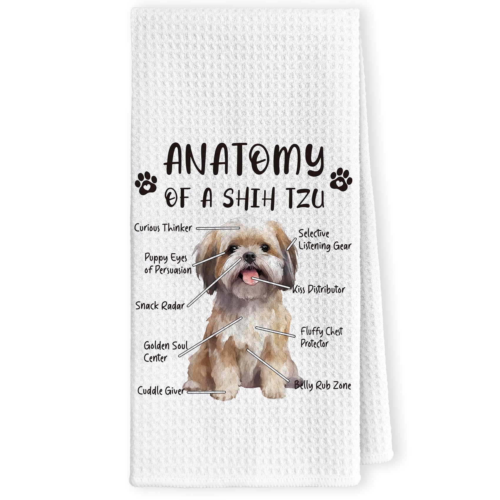 Funny Shih Tzu Kitchen Towels - Gifts for Dog Lovers, Hand Dish Towels, Anatomy Tea Towel, Room Decor for Home Kitchen Bathroom