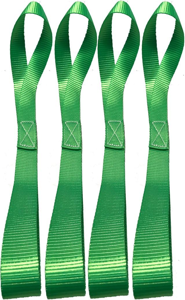 Sports Imports LLC Soft Loops Motorcycle Tie Down Straps, Break Strength, Green, 2,400 lb, 4 Piece