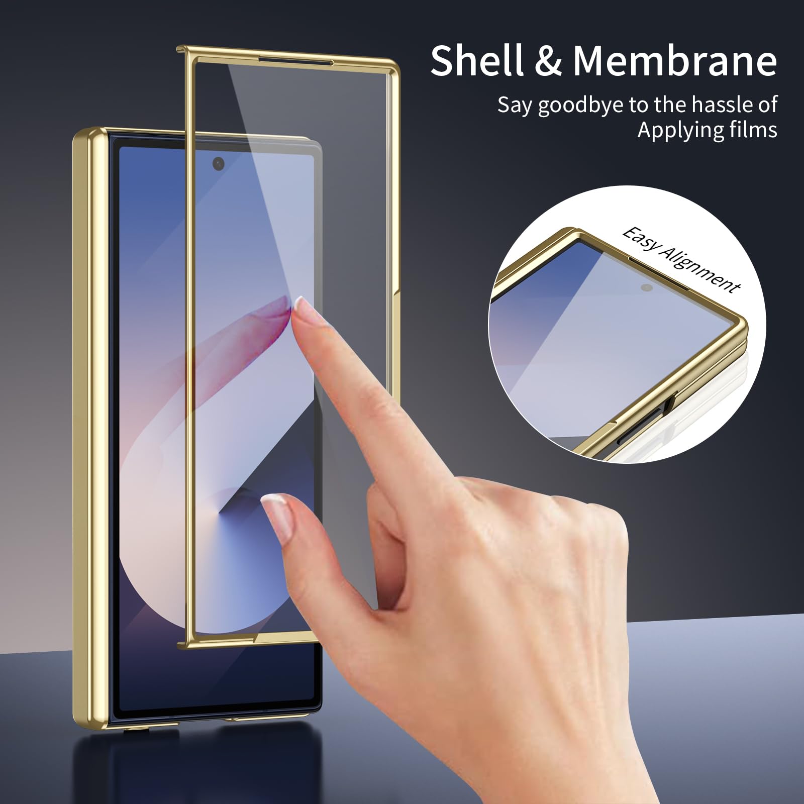 COQUE Funda para Samsung Galaxy Z Fold 6 z [Protector de Pantalla], [Cubierta de Bisagra] [Diseño Delgado] Funda Plegable Esmerilada Galvanizada para Samsung Galaxy Z Fold 6-fioletowy