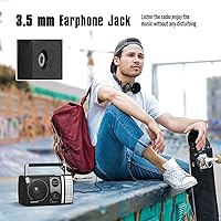Vista 5 de LEOTEC Radio AM FM, radio Bluetooth portátil, enchufe de pared o funciona con pilas, mejor recepción con conector para auriculares, de mano, ideal