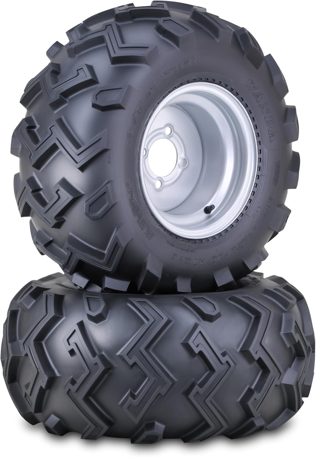 WANDA ATV Tire & Wheel 22X8-10 6 ply with 4x110mm PCD 2+3 offset Silver Wheel 10264,PK 2