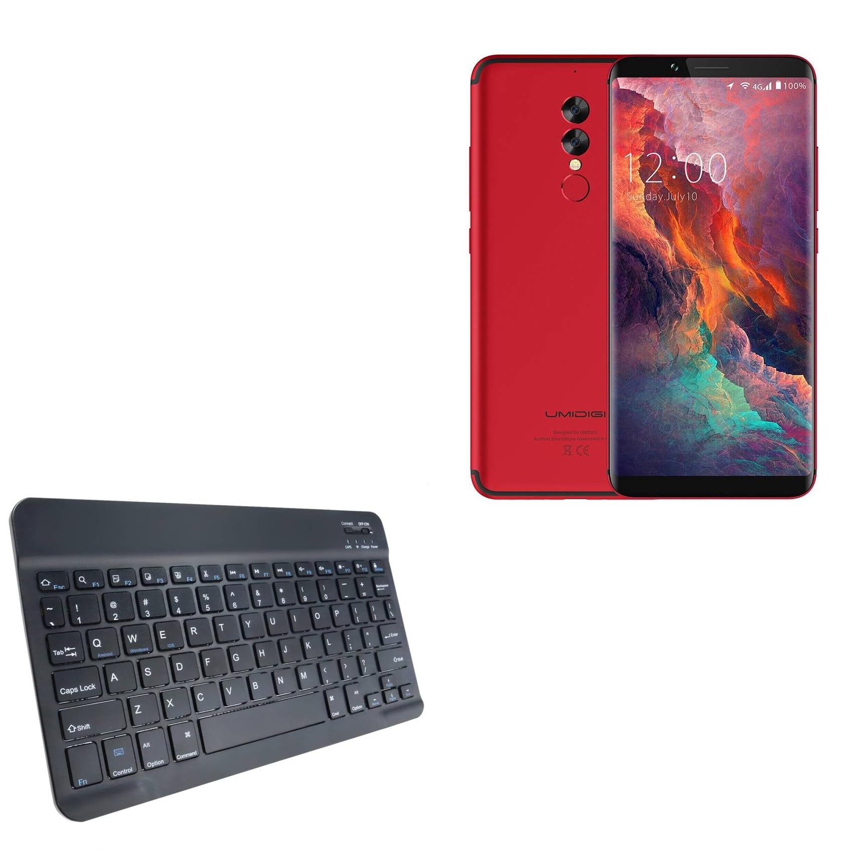 BoxWave Keyboard Compatible with Umidigi S2 Pro - SlimKeys Bluetooth Keyboard, Portable Thin with Chiclet-Style Keys - Jet Black