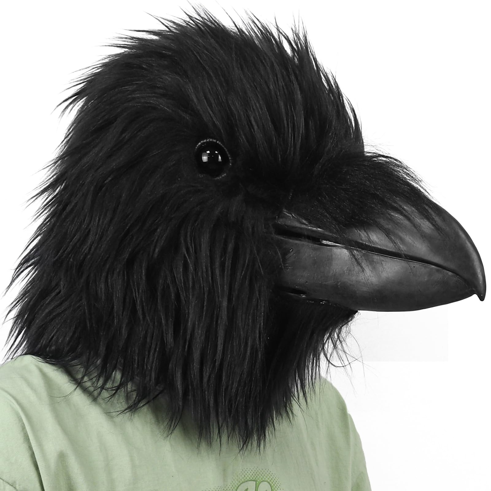 SANZHIGUO Black Raven Head Mask Animal Bird Mask Realistic Crow Latex Mask Halloween Party Carnival Costume Mask, Adult