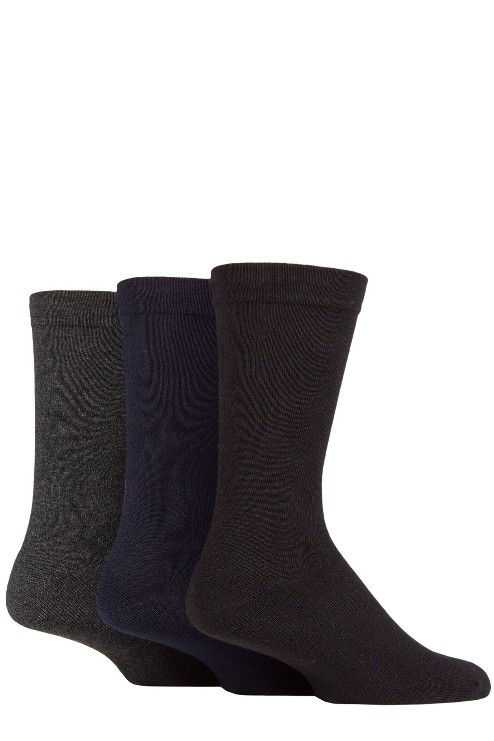 SockShop Mens Half Cushion Gentle Bamboo Socks Pack of 3 Black/Navy/Grey 7-11