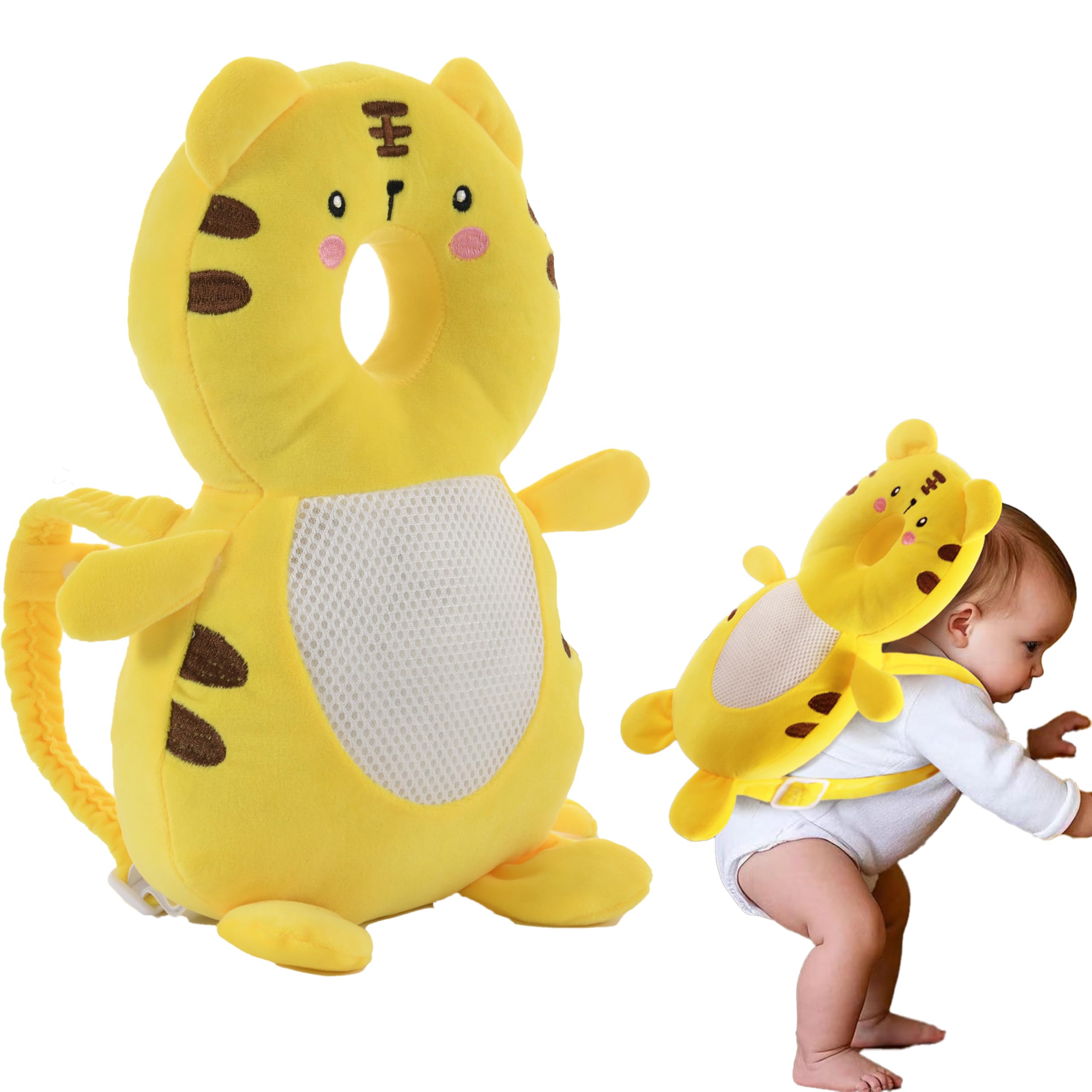 GINMOON Baby Head Protector Backpack,Lightweight and Breathable, Baby Walking Harness,Crawling Baby Essentials(Tiger)
