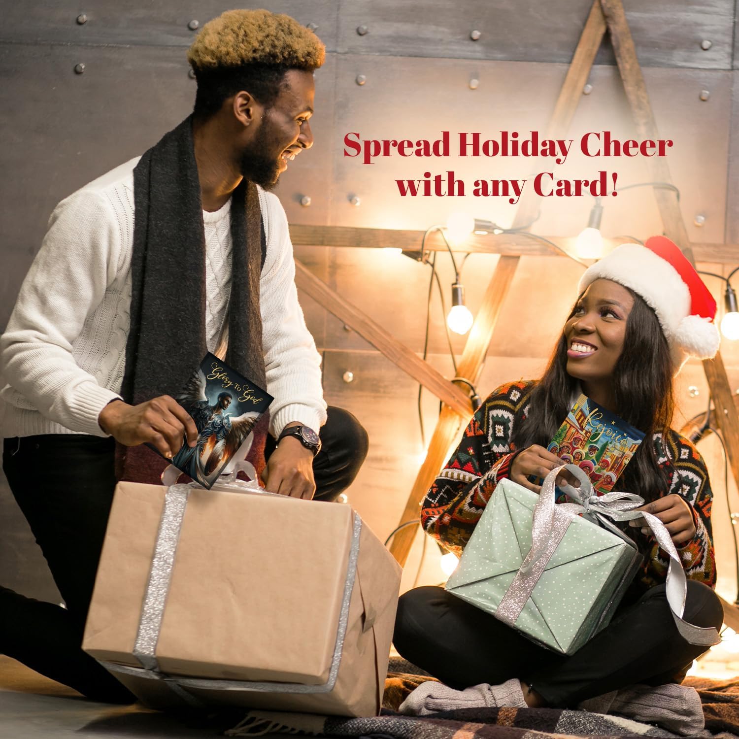 African American Religious Christmas Cards Boxed Set – 15 x 5×7 Holiday Greeting Cards with Foil‑Lined Envelopes & Gold Sticker Seals – Celebration of Faith - Image 3