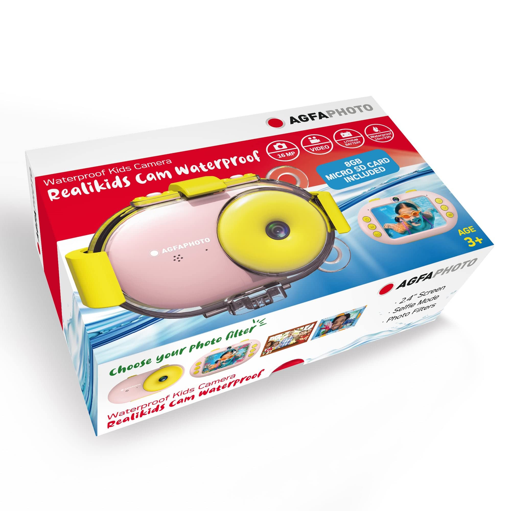 AgfaPhoto Fotokamera, wasserdicht, für Kinder, inkl. MSD8GB Rosa