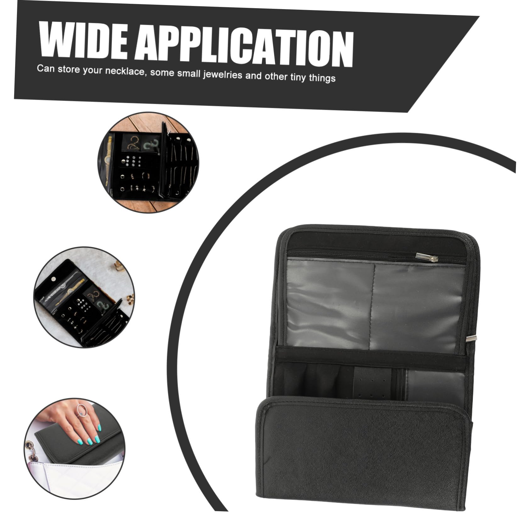 Faltbarer Reise Schmuckorganizer, Schwarz, für Halsketten und Schmuck | Pu und Polyester Ausführung, Platzsparend Zusammenlegbar, für Outdoor und Unterwegs