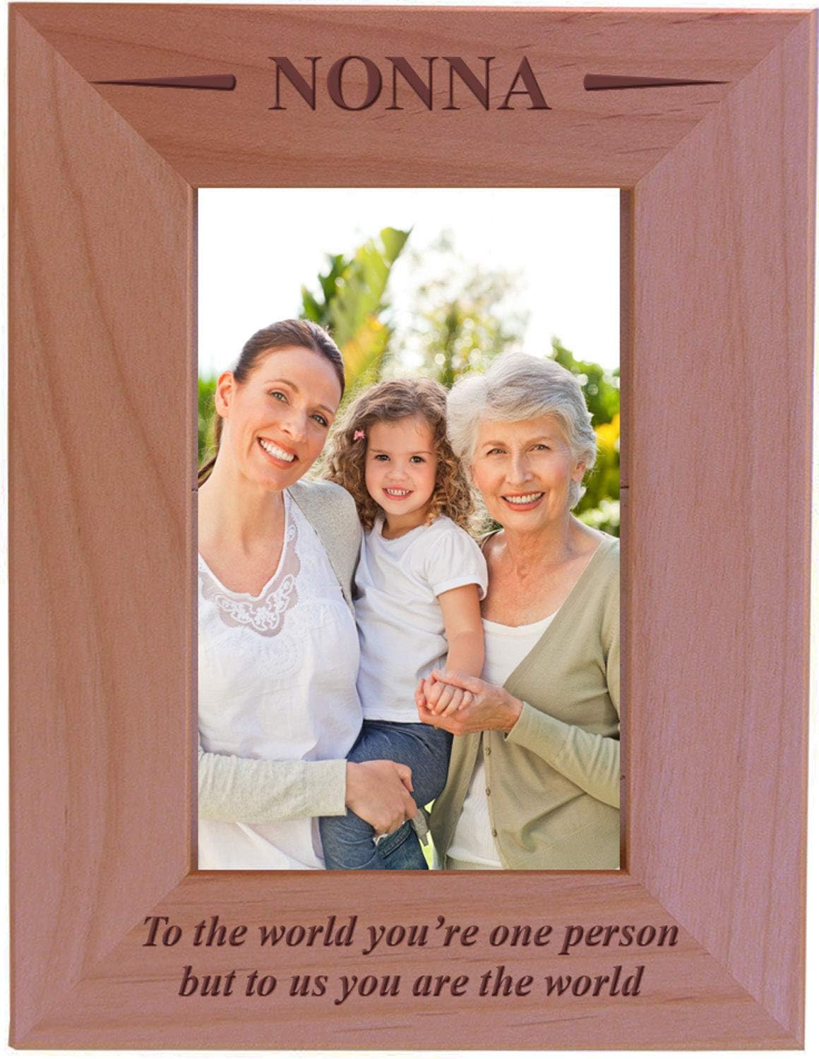 CustomGiftsNow Nonna - to The World You're one Person but to us You are The World - Engraved Wood Picture Frame (5x7 Vertical)