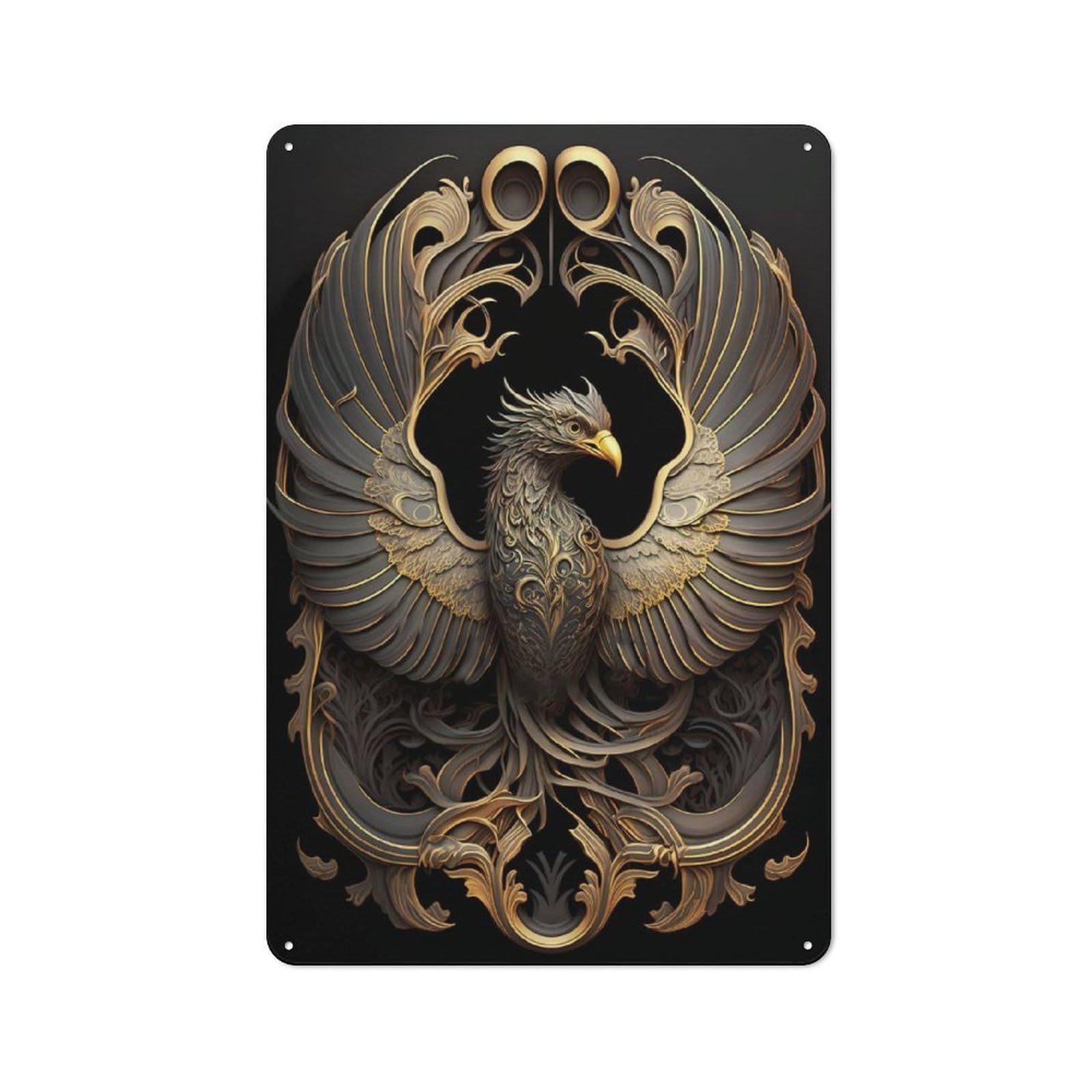 Vintage Legendary Phoenix Art Deco Metal Wall Sign 30x20cm, Shed Wall Plaque for Garage, Workshop, Shed Or Utility Room