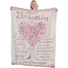 21st Birthday Becorations Cozy Blanket 50x60, Soft Throw for 21 Year Old Woman, Unique 21st Birthday Decoration Ideas, Great Present for Sister, Girlfriend, Best Friend