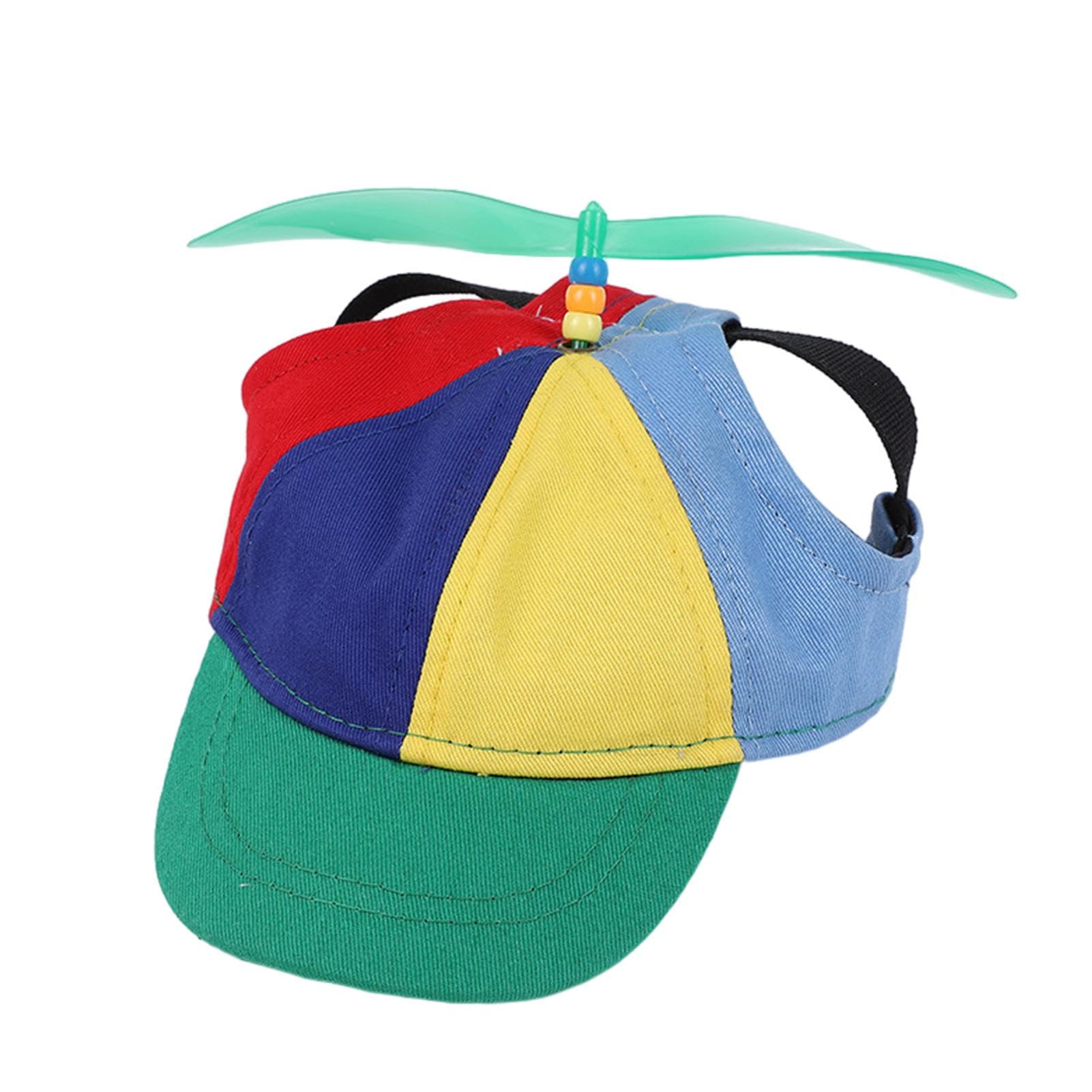 Jomewory Propeller Hat for Pets, Cat Propeller Hat with Ear Holes, Dog Hat, Rainbow Helicopter Top Hat, for Small Dogs Puppy Cats Supplies
