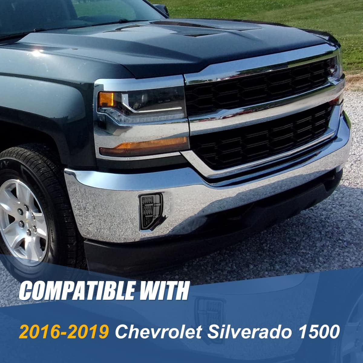 Auto Dynasty Full LED Fog lights Compatible with 2016-2019 Chevy Silverado 1500, Front Bumper Driving Fog Light Lamps with Switch and Wiring Harness, Black Housing Smoked Lens