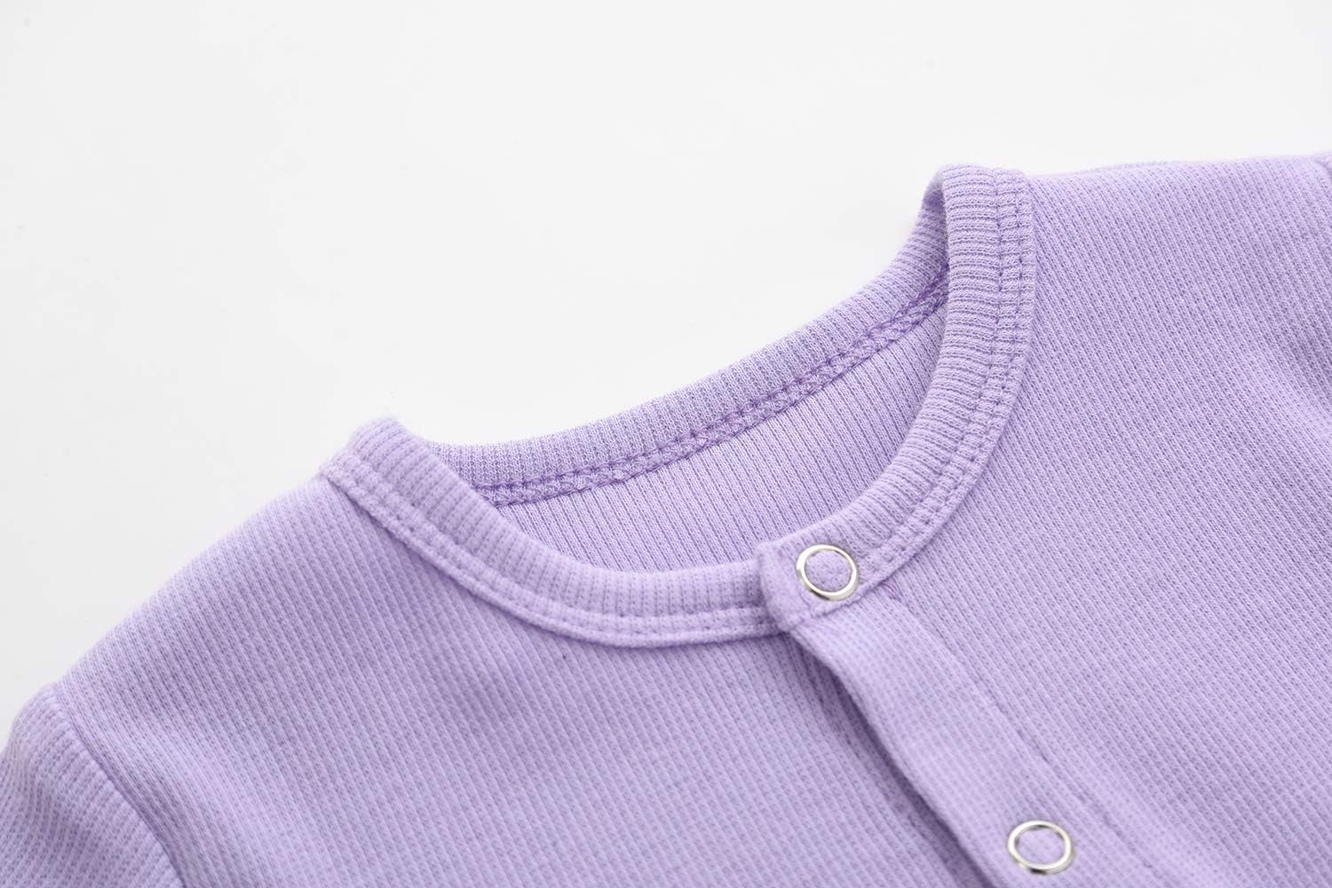 KISBINI Baby Footed Pajamas with Mitten Cuffs Unisex Cotton Snap-up Romper Jumpsuit Sleep and Play 0-12 Months Footies - Image 8