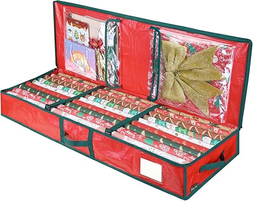 BALEINE Soft Bolsa de almacenamiento de papel de regalo de Navidad, bolsa de almacenamiento duradera de polietileno de 40 pulgadas con particiones