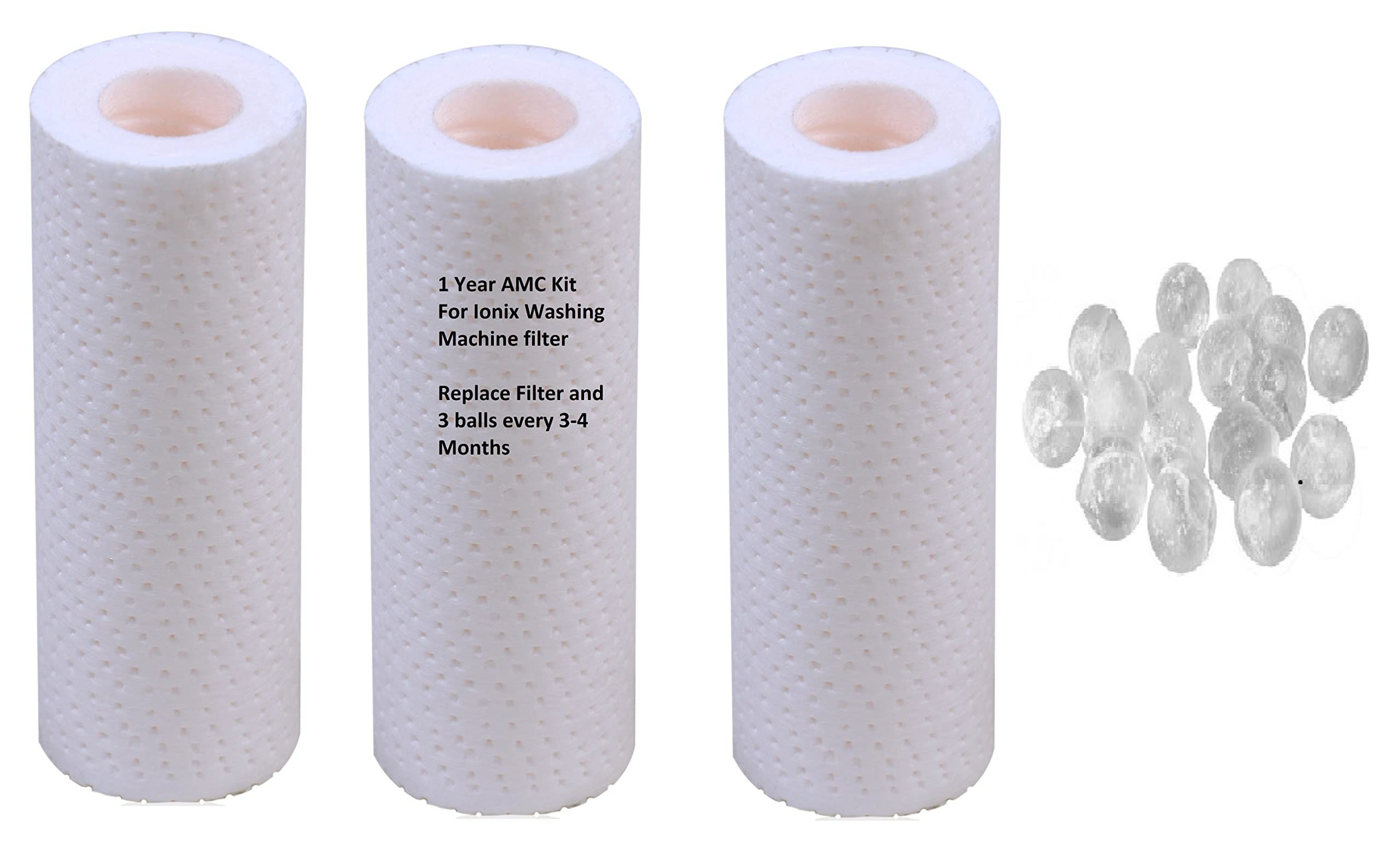 IONIX spare filter cartridge set for washing machine/Shower/Geyser filter, Remove sediment & hardness from water(3 cartridges and 15 softnening balls)
