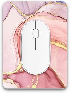 Atufsuat Small Mouse Pad, Mini Mouse Pad 6 x 8 Inch, Thick Rubber Waterproof Mouse Mat, Cute Mousepad for Women Men Kids Wireless Mouse Mini Laptops Keyboard Tray Home Office Travel, Pink Gold Marble