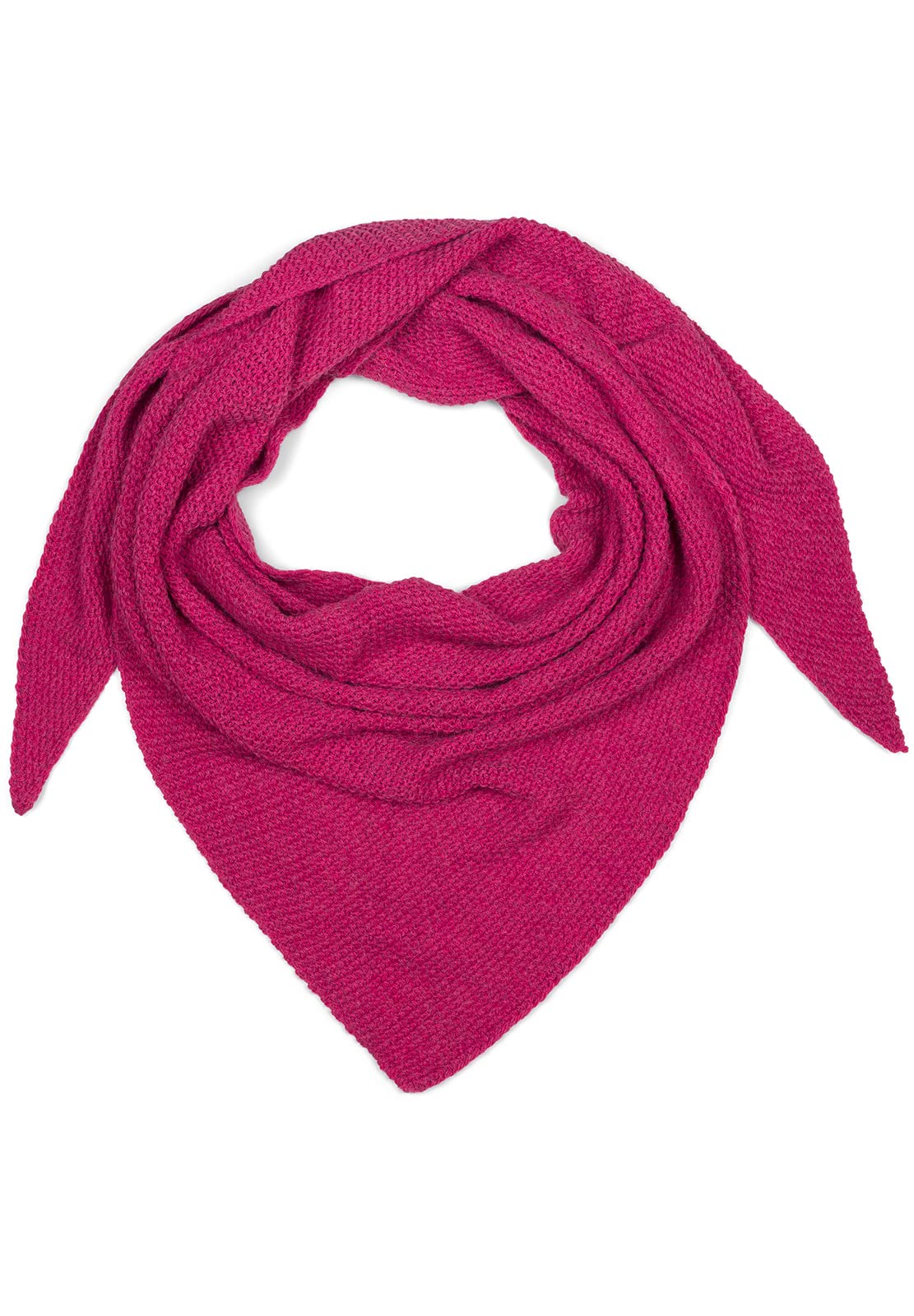 Stylebreaker Women's Fuchsia Xxl Knitted Triangle Scarf With Rice Grain Knitting Pattern In