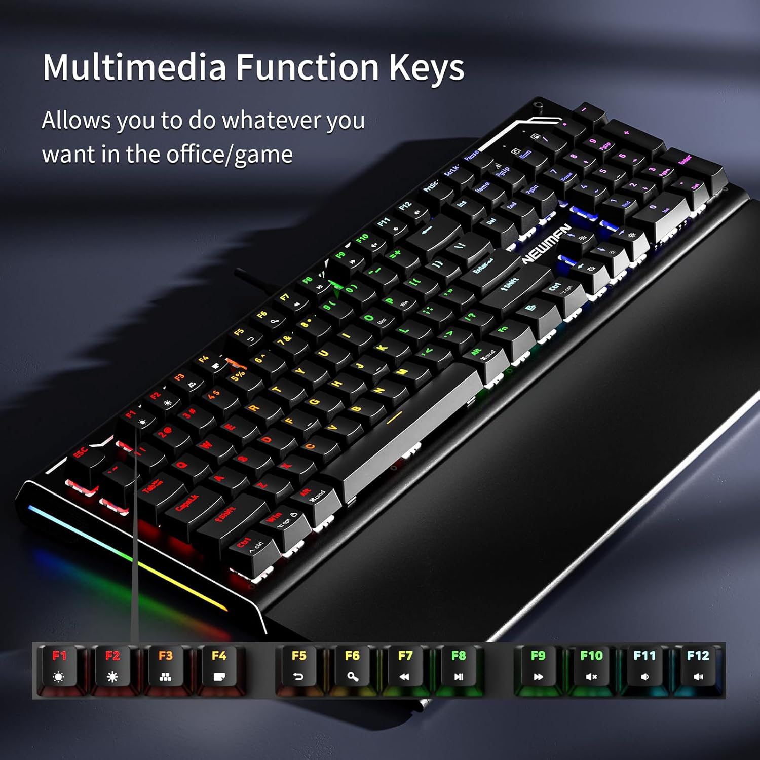 Newmen GM101 keyboard highlighting multimedia function keys