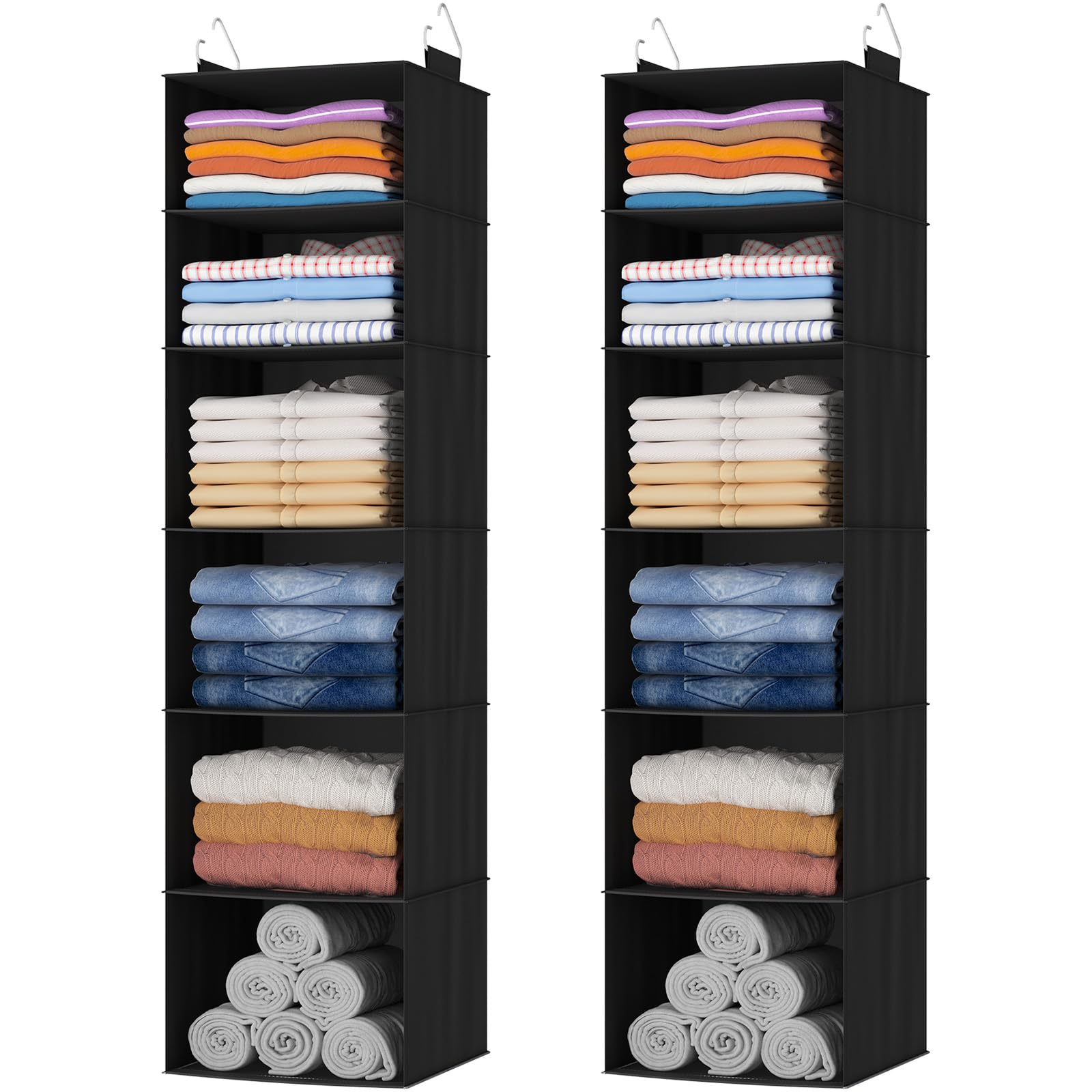 Lifewit Hanging Wardrobe Storage Organiser for Clothes 6 Tier 2 Pack