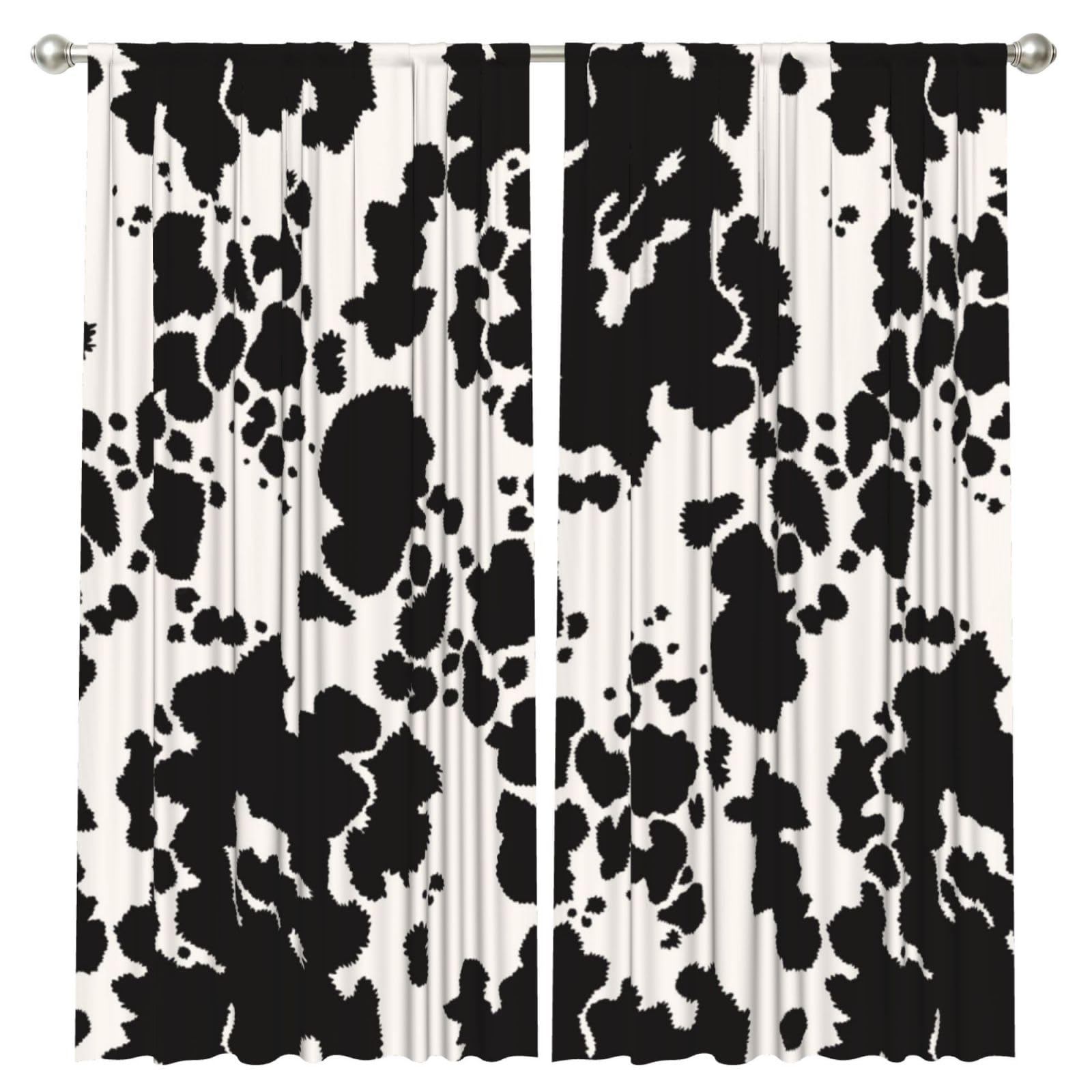InOmak Cow Print, 2 Panels Window Curtains 52 x 84 Inch Blackout Curtains for Living Room Bedroom