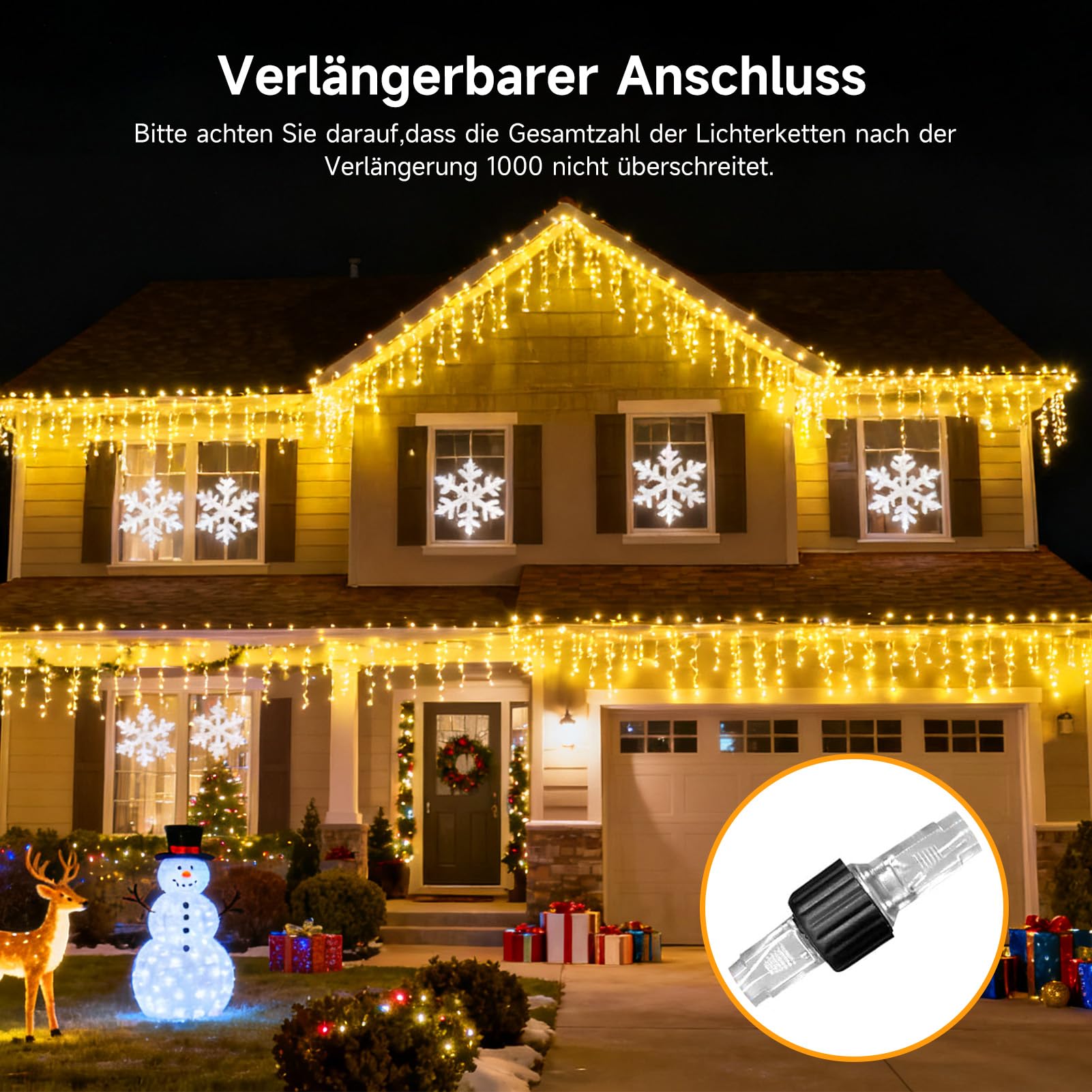 WOWDSGN LED Eisregen Lichterkette Außen, 20M 605LED Lichterkette Außen Weihnachten mit Timer,8 Modi IP44 Wasserdicht, Lichtervorhang Aussen für Weihnachtsdeko Aussen Innen Balkon Party Traufe Warmweiß