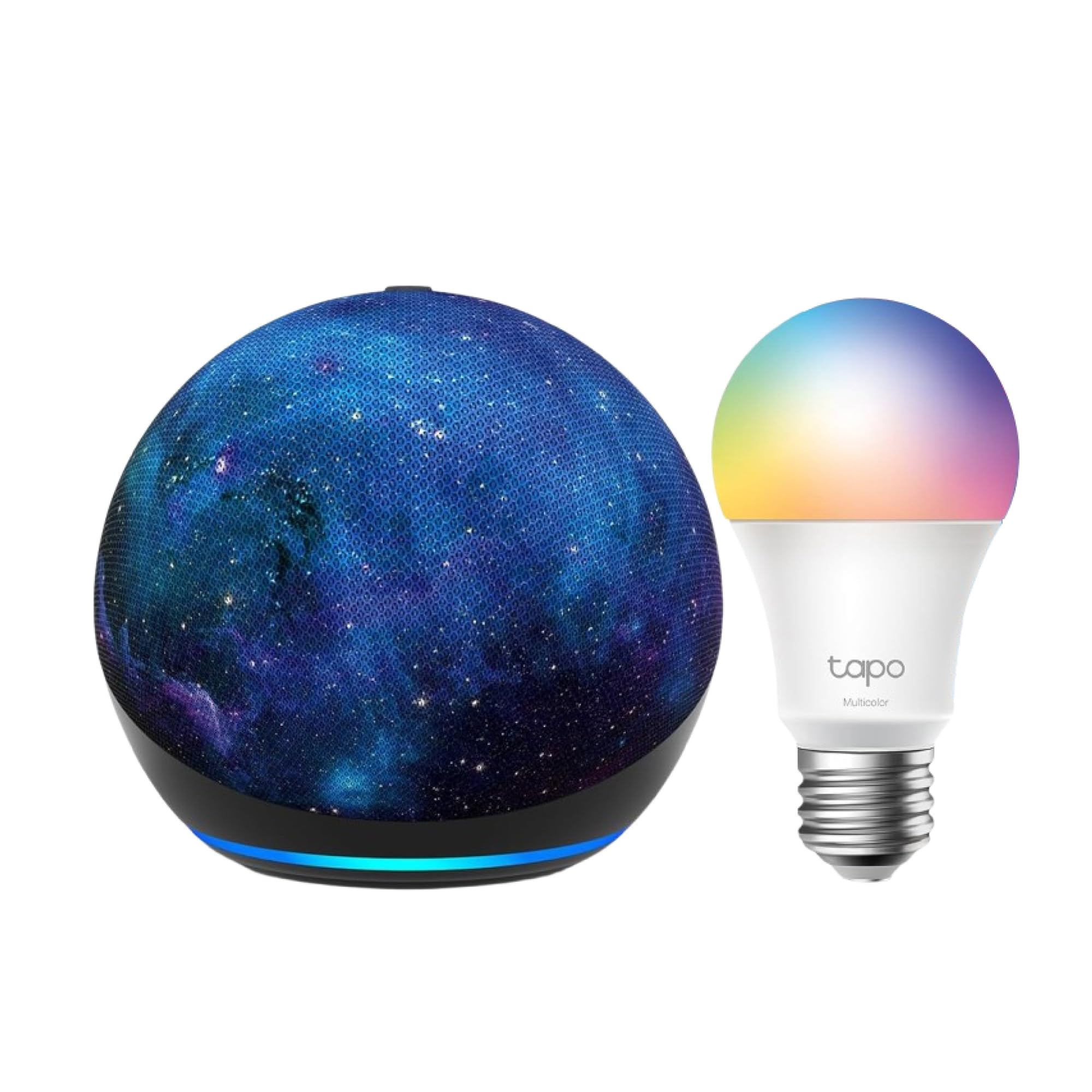 Echo Spot | Blau + Tapo L530EA ⟮E27⟯ Lampe, kompatibel mit Amazon Alexa - Smart Home-Einsteigerpaket