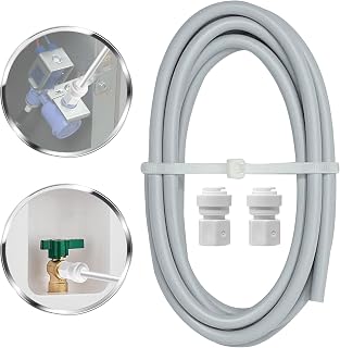 Metpure 6' Feet x 1/4" OD PEX Water Line for Refrigerator Ice Maker Kit with 1/4" Quick Connect Female Adapters. Connect from Shut-Off Valve to Refrigerator. Requires No Tools.