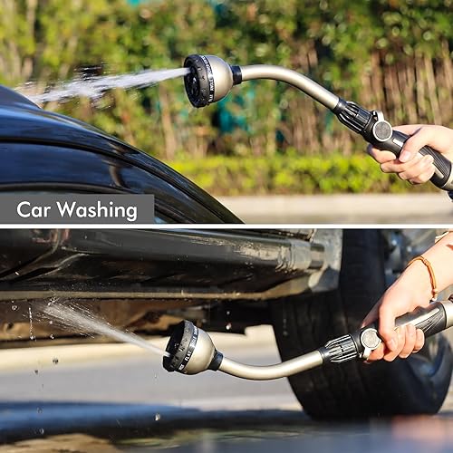 Miniatura 5 de RESTMO Varita de riego resistente, varita de manguera de jardín de metal con 10 patrones de pulverización, rociador de boquilla de manguera de 15