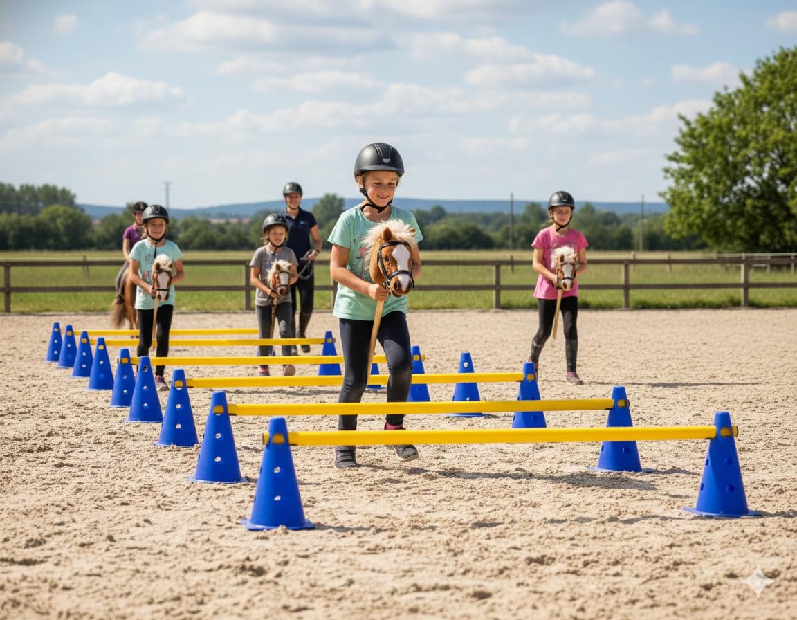 HAEST - Steckhürdenset für Hobby Horsing, 15-teilig, Hindernisse für Hobby Horsing, Höhenverstellbare 8/14 / 20 cm, Trainingsstangen für Kinder & Erwachsene