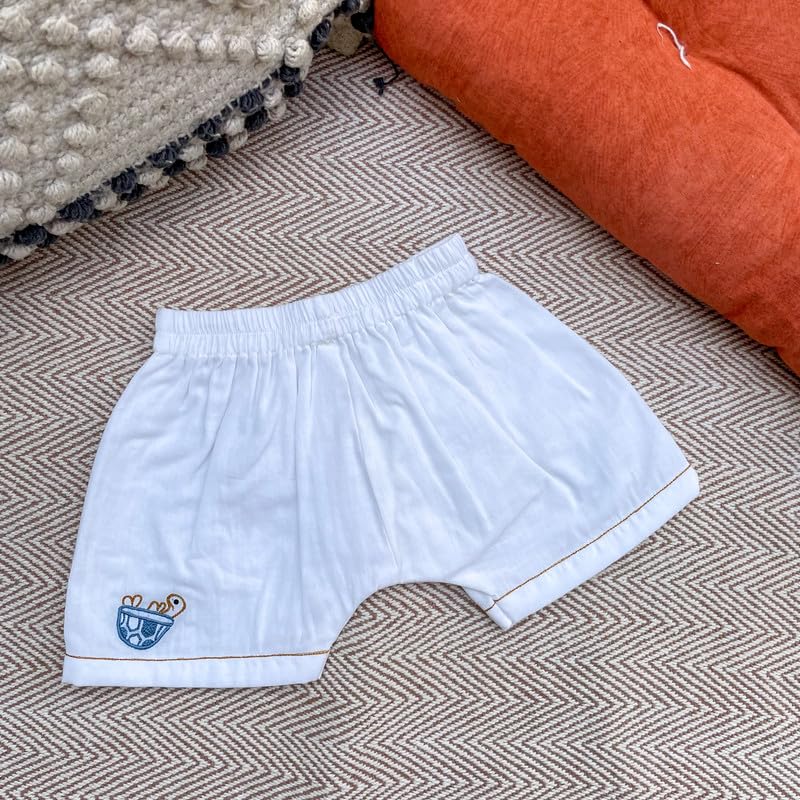 Image of Cotton Jhabla Set for Infants and Toddlers | Snap Buttons Jabla |Soft Mulmul |Breathable and Comfortable | Top with Diaper friendly bottoms