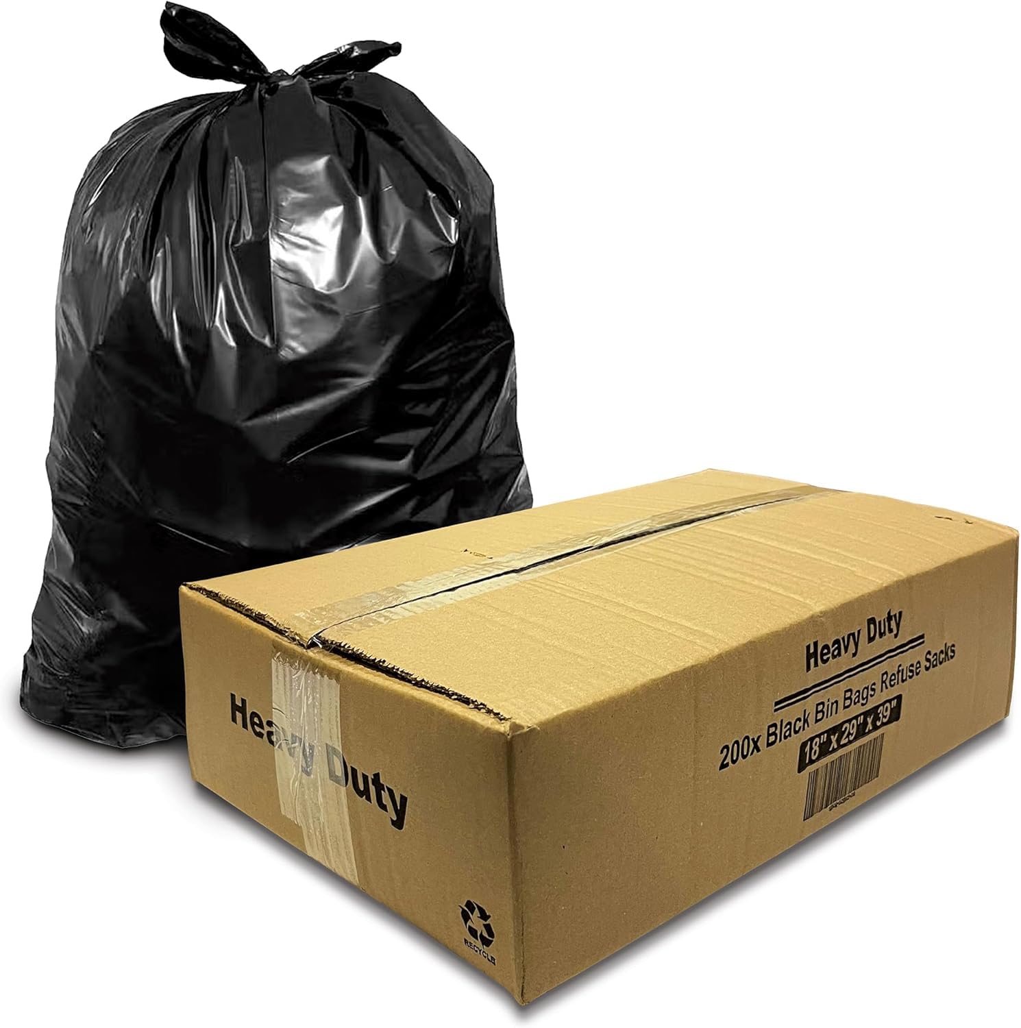 JeeJaan® 200 Large Bin Bags Large Heavy Duty Black Refuse Sacks for Household Garbage 80L Capacity Strong Black Bin Liners for –Rubbish Garbage Bags - (18" x 29" x 39")