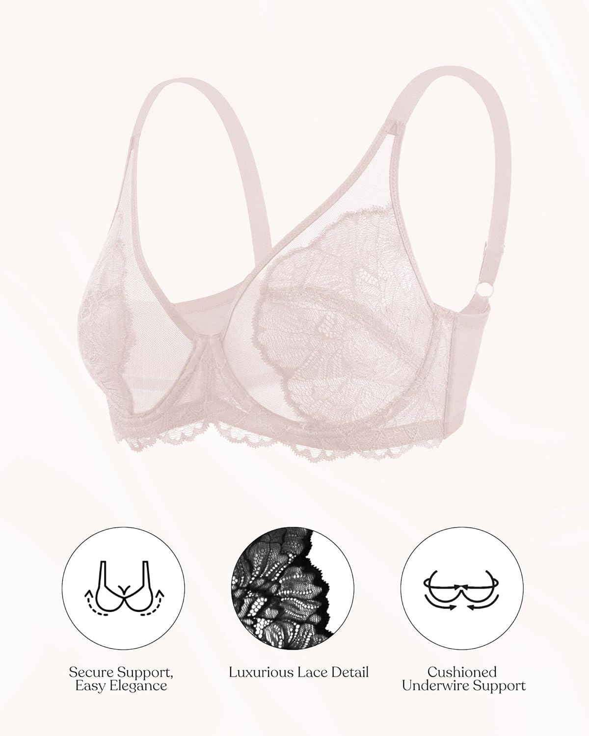 HSIA Minimizer Bras for Women, Full Coverage Lace Unlined Bras with Underwire for Heavy Breasts - Image 6